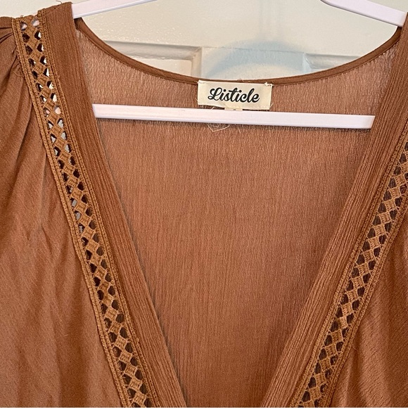 Listicle Brown Maxi Dress Women’s Small 3/4 Sleeve Brown Boho Festival Lined - Picture 5 of 7